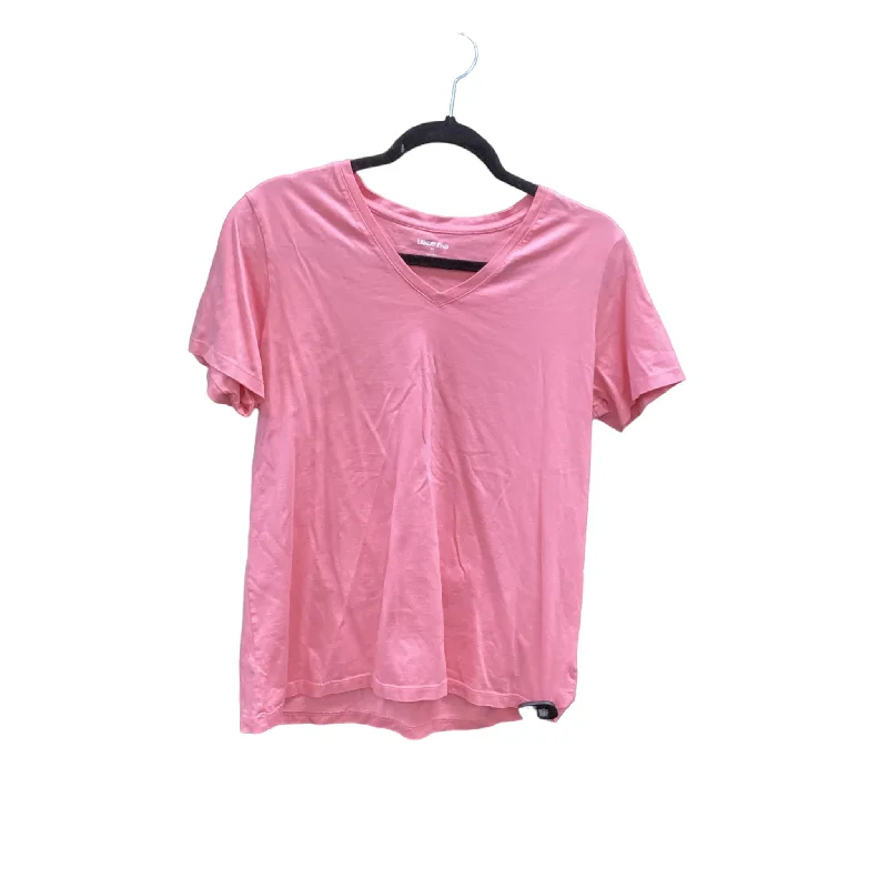 Pink Top Short Sleeve Basic Lands End, Size M