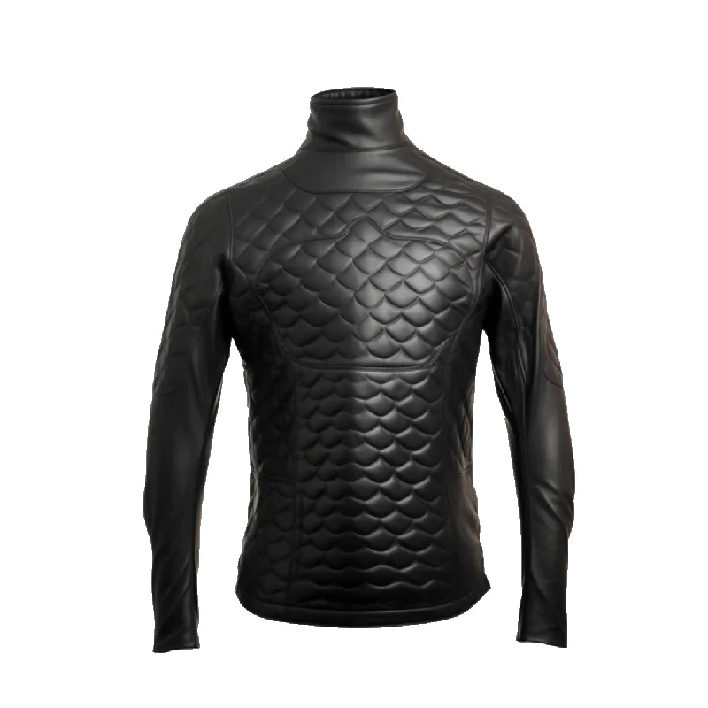 Genuine Leather Men Turtle Black Shirt