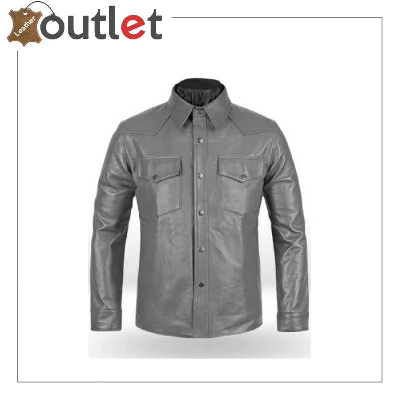 Men's Brown Shirt Designer Real Leather