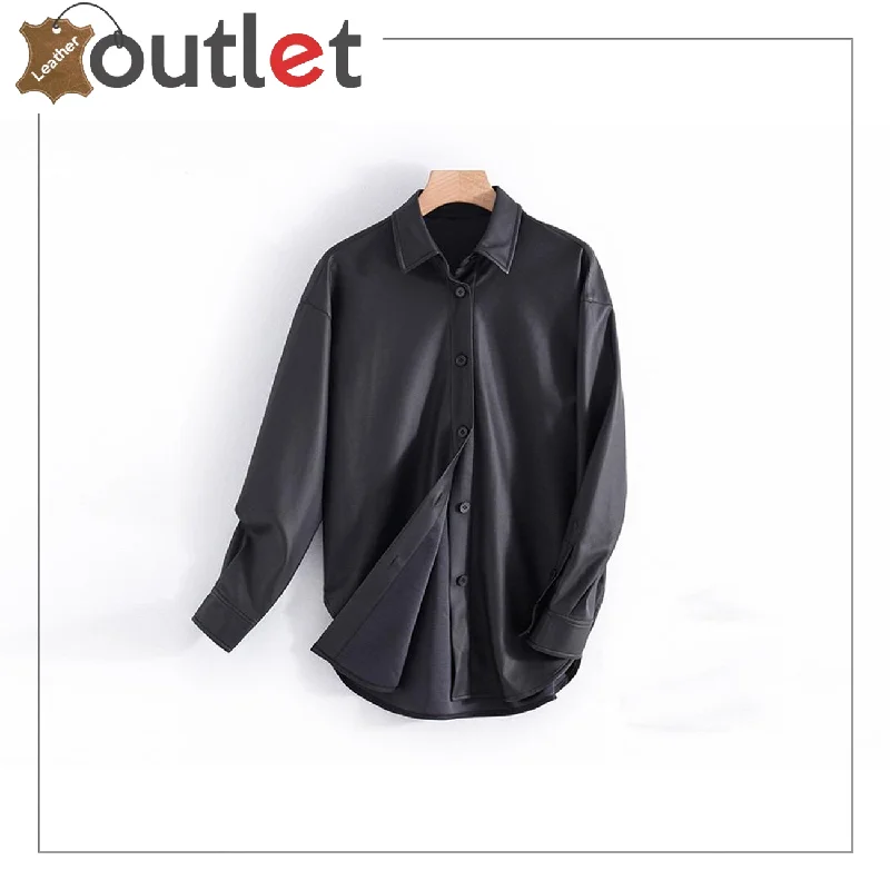 Men's Genuine Lambskin Leather Shirt, Unisex Shirt, Leather