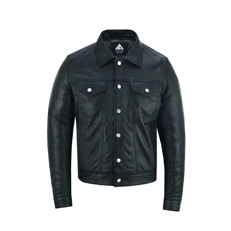 Men's Sheepskin Leather Trucker Shirt Premium Quality