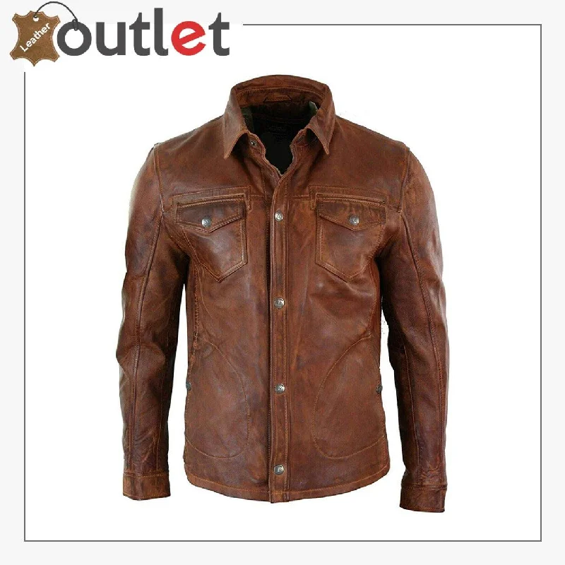 Men's Tan Timber Washed Slim Fit Shirt Jacket