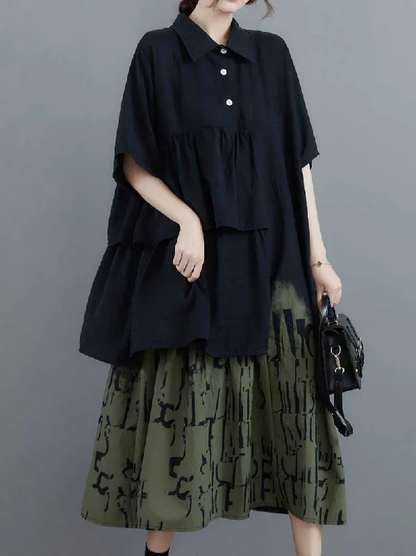 Pendulum Style Contrasting A-Line Shirt Dress