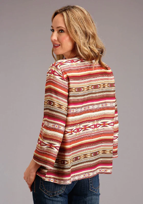 Stetson Womens Sunset Serape Rayon/Nylon Aztec S/S Blouse