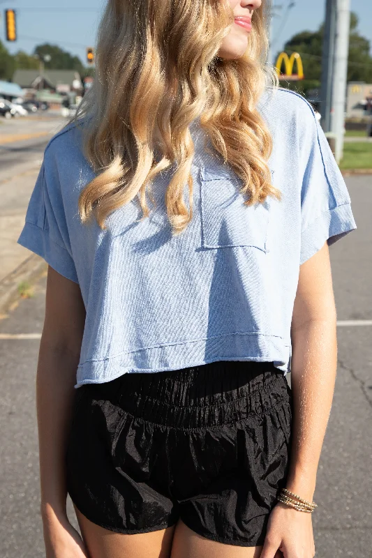 Arya Oversized Crop Knit Top, Blue