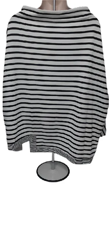 Blouse-Pullover-3/4 Sleeve-Knit-Black/White Stripe-Women's-Fc223229