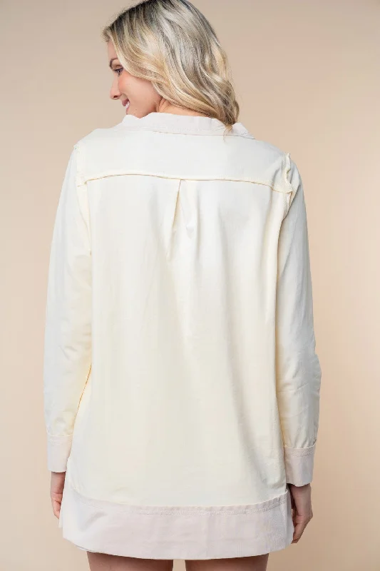 Cream Long Sleeve Solid Knit Pullover