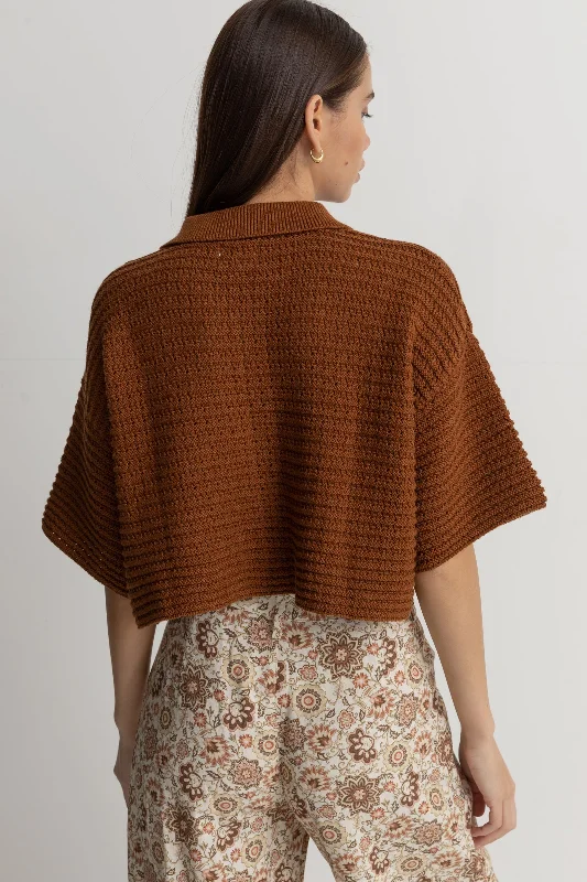 Evermore Knit Short Sleeve Shirt Caramel