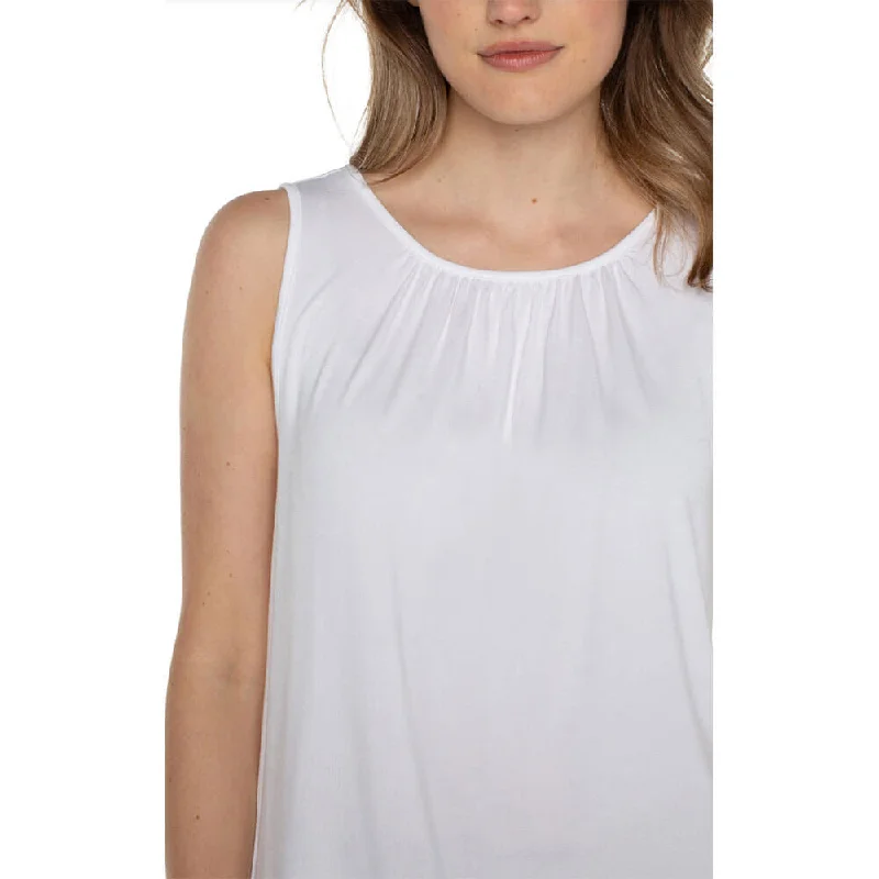 Liverpool A-Line Sleeveless Knit Top With Keyhole - White