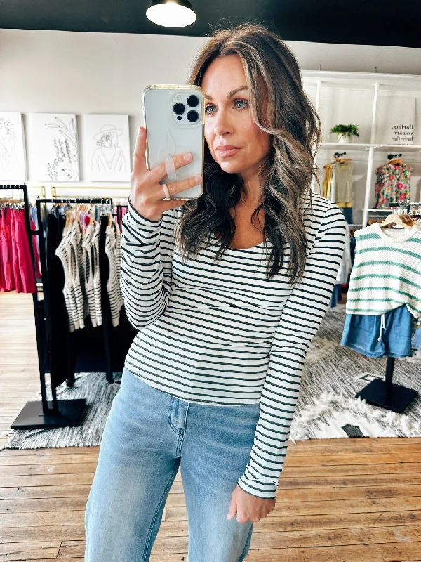 Stripe Basic Long Sleeve Knit Top-2 Colors