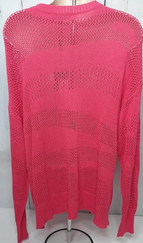 Sweater-Fuscia-Long Sleeve-Knit-Women's