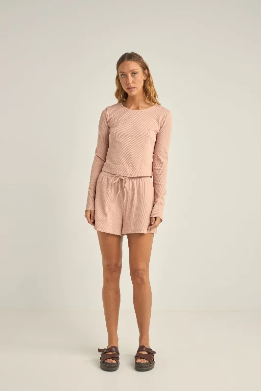 Winona Waffle Knit Long Sleeve Dusty Pink