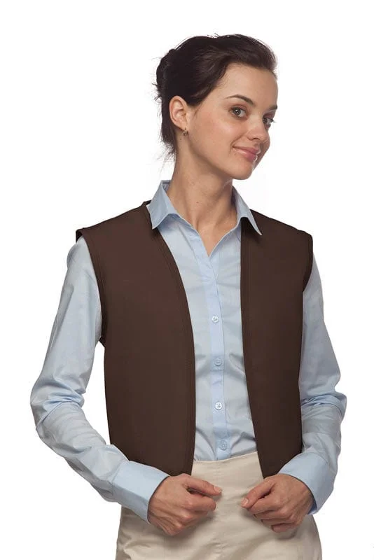 Brown No Pocket Unisex Vest with No Buttons