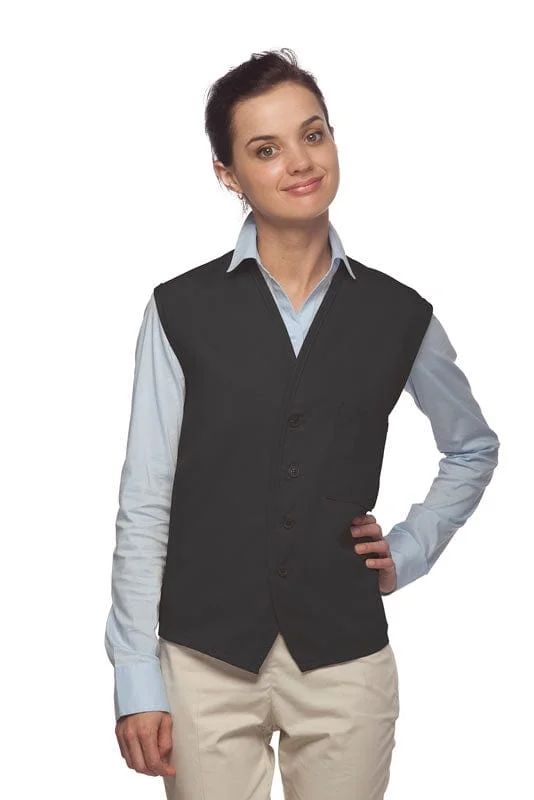 Charcoal 4-Button Unisex Vest with 1 Pocket