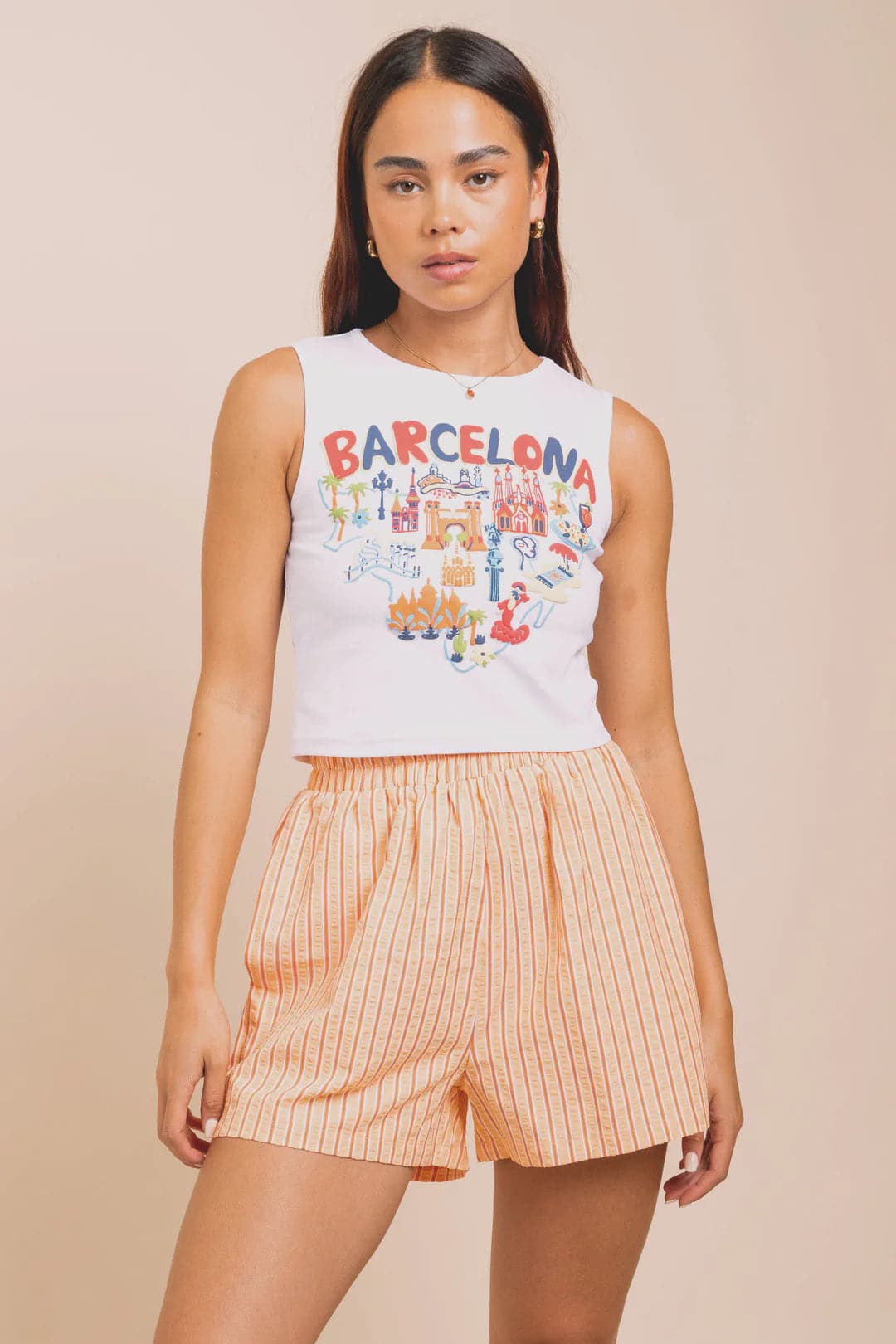 Daisy Street Barcelona Puff Print Tank Top