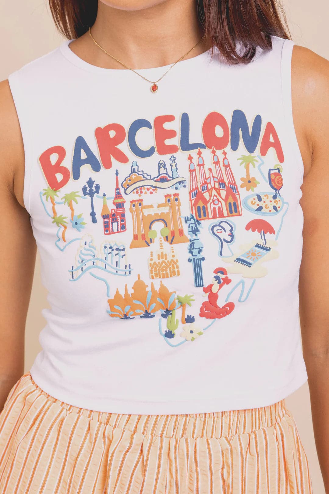 Daisy Street Barcelona Puff Print Tank Top