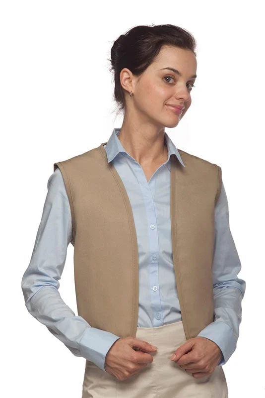 Khaki No Pocket Unisex Vest With No Buttons