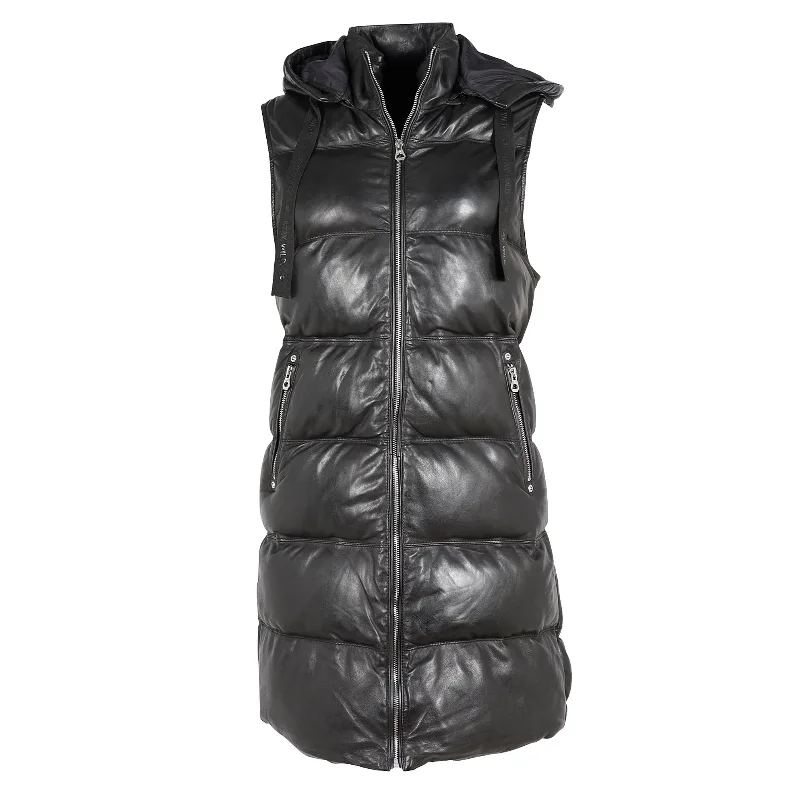 VEO LONG LEATHER PUFFER VEST