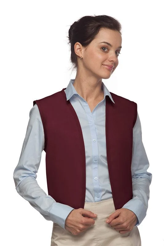 Maroon No Pocket Unisex Vest with No Buttons