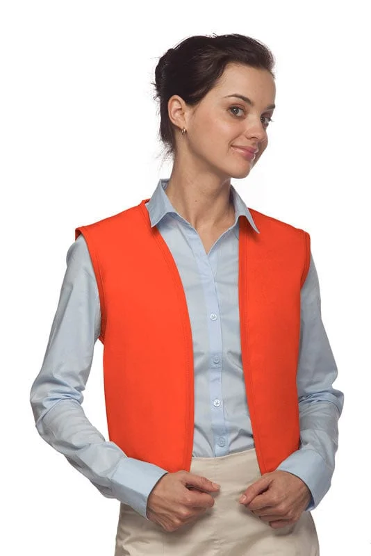 Orange No Pocket Unisex Vest with No Buttons