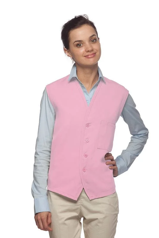 Pink 4-Button Unisex Vest with 1 Pocket