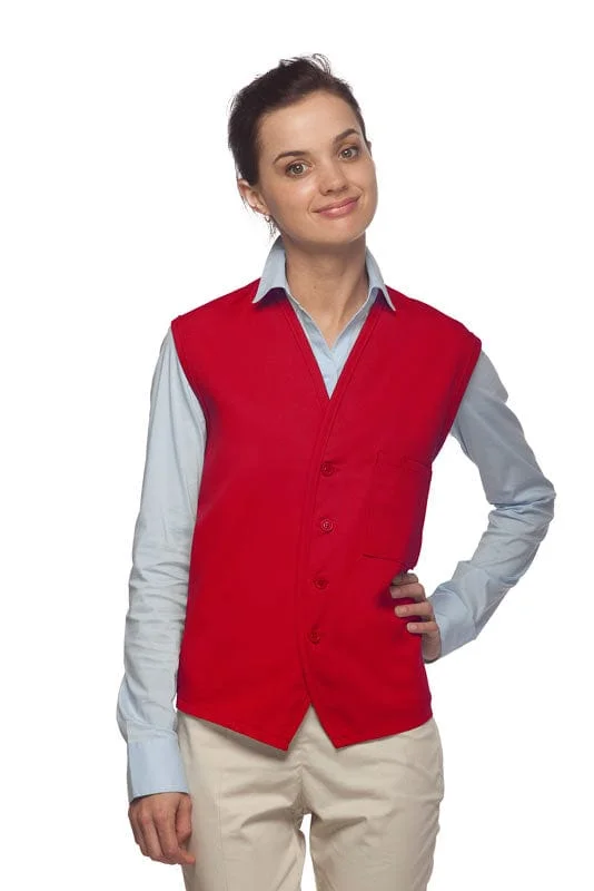 Red 4-Button Unisex Vest with 1 Pocket