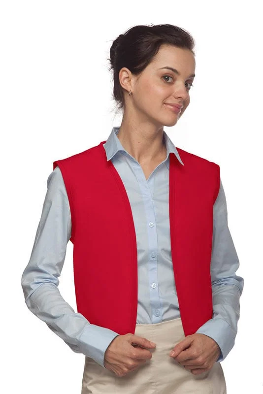 Red No Pocket Unisex Vest with No Buttons