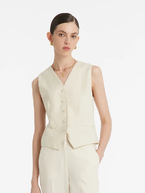 Worsted Wool Single-Breasted Women Vest