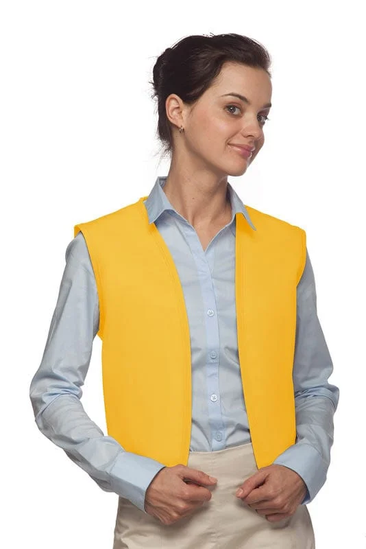 Yellow No Pocket Unisex Vest with No Buttons