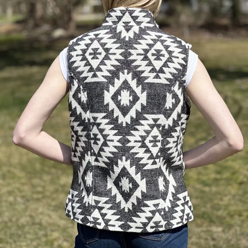 Montana Co. Women's Black/White Aztec Vest