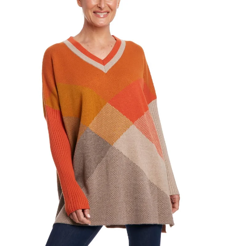 Joseph A. Womens V-Neck Long Sleeve Pullover Sweater