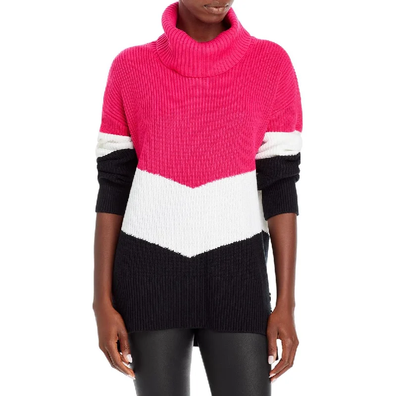 Karl Lagerfeld Paris Womens Colorblock Cowl Neck Pullover Sweater