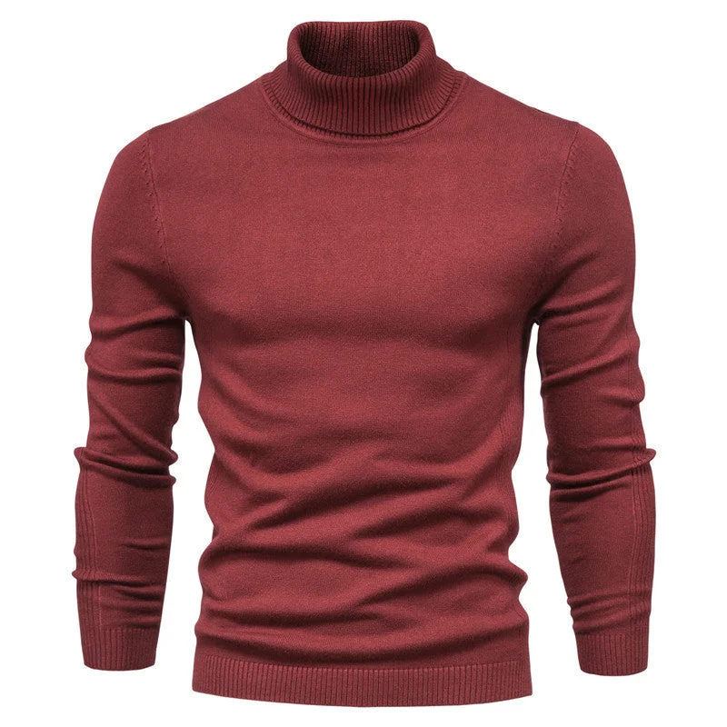 Men's Solid Color Pullover Sweater Foreign Trade Turtleneck Men's Casual Sweater