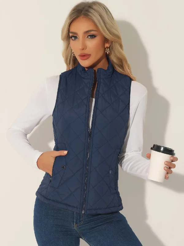 Stand Collar Lightweight Gilet Quilted Zipper Vest