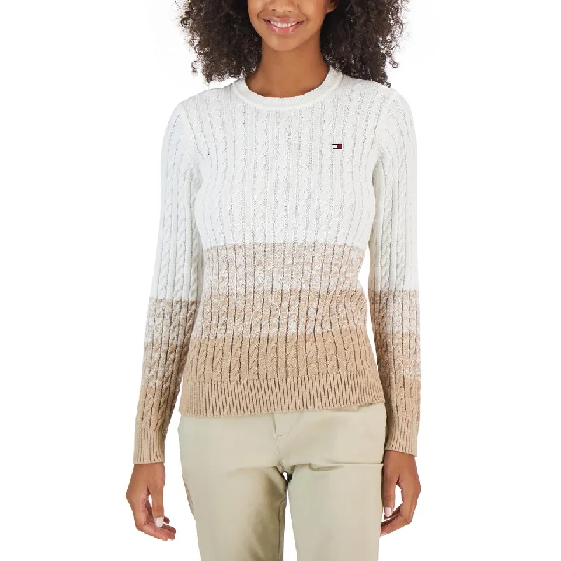 Tommy Hilfiger Womens 100% Cotton Cable Knit Pullover Sweater