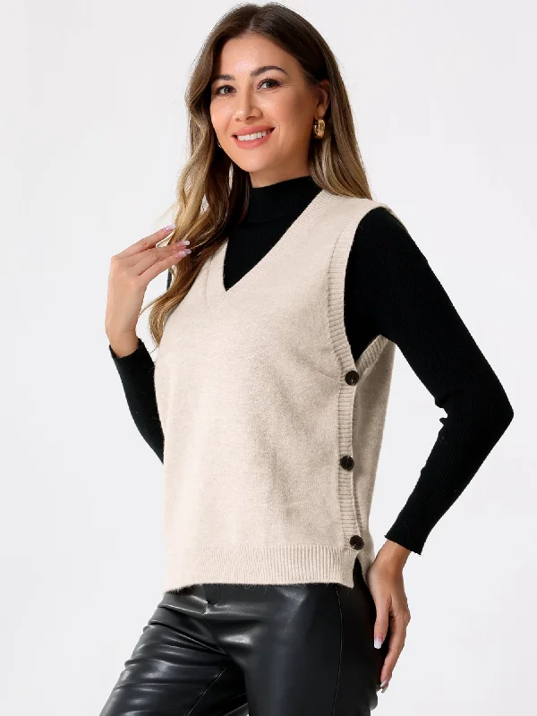 Sleeveless Ribbed V Neck Pullover Knit Sweater Vest