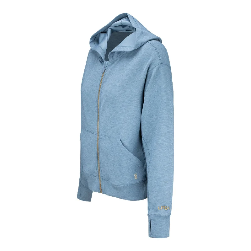 Rhone LPGA Full Zip Dream Cloud Hooded Sweatshirt in Blue Shadow