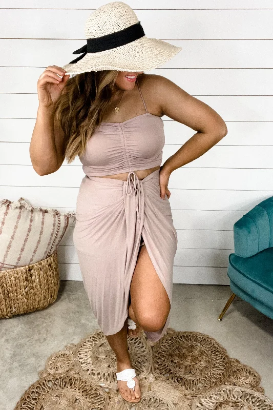 Coco Cabana- {Crop Top OR Maxi Skirt} Mocha Cinched Matching Set