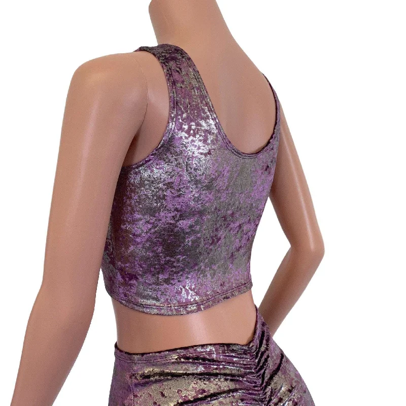 Crop Tank Top - Plum/Gunmetal Gilded Velvet