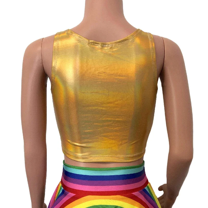 Crop Tank Top - Gold Opal Holographic