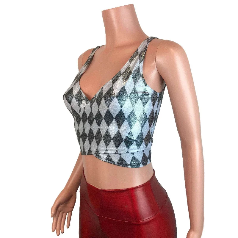 Crop Wrap Top - Holographic Harlequin - Choose Sleeve Length