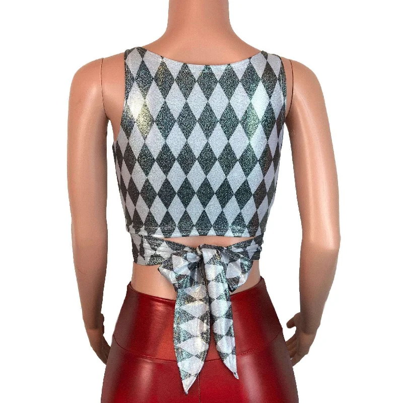 Crop Wrap Top - Holographic Harlequin - Choose Sleeve Length