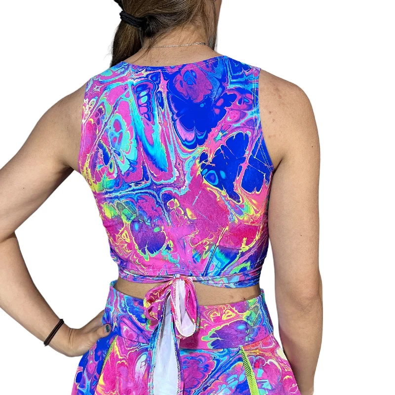 Crop Wrap Top - Rainbow Vapor - Choose Sleeve Length