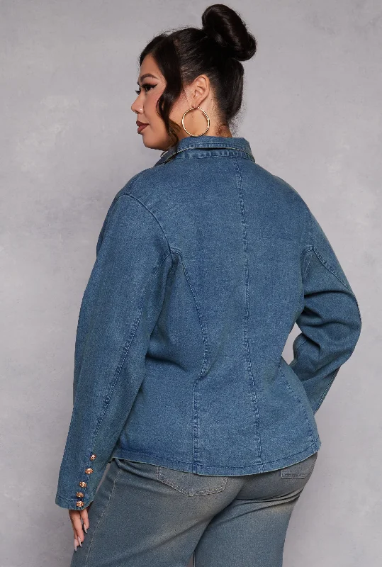 Plus Size Denim Blazer