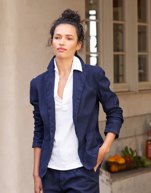 DUBLIN Italian Linen Blazer in Navy