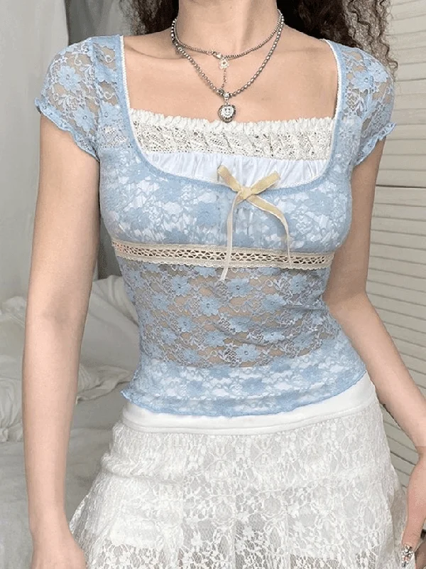 Lace Patchwork Crop Blouse