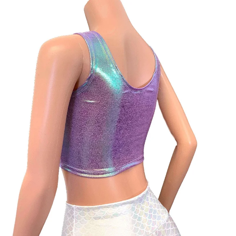 SALE - Lace-Up Crop Top - Lilac Iridescent