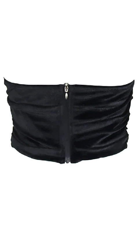 My Best Look Black Strapless V Neck Draped Crop Top