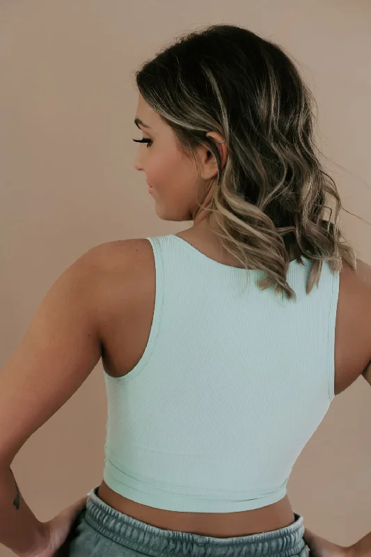 Padded Cutout Crop Tank, Mint