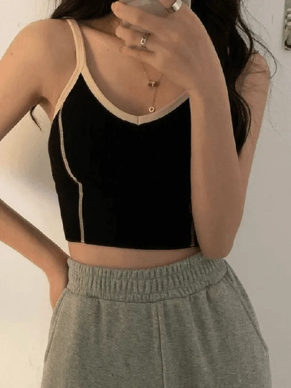 Patchwork Padded Crop Cami Top